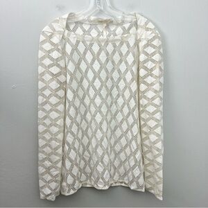Maje White Lamour Diamond Lace Boatneck Top Sheer